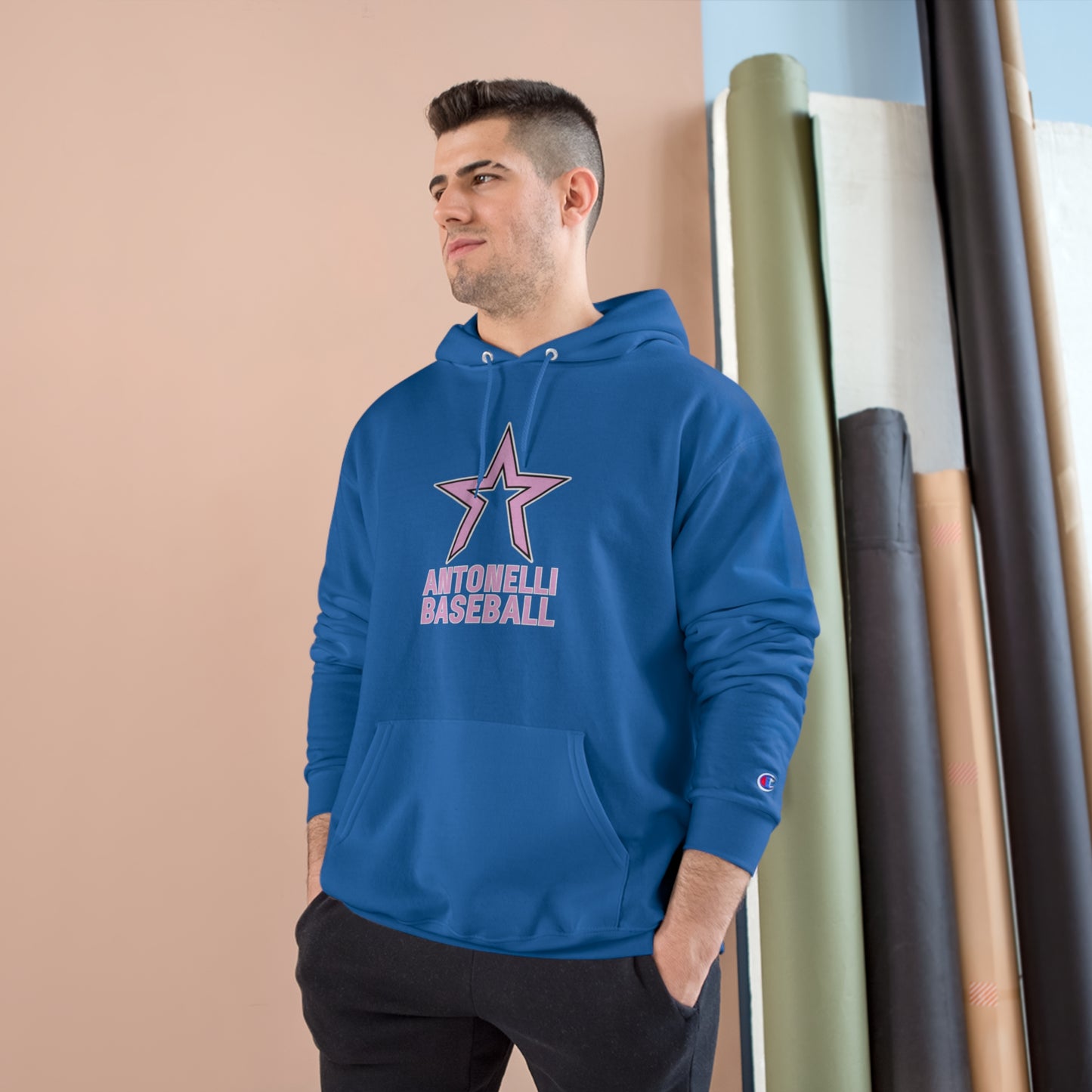 Antonelli Baseball Pink Logo Champion Hoodie